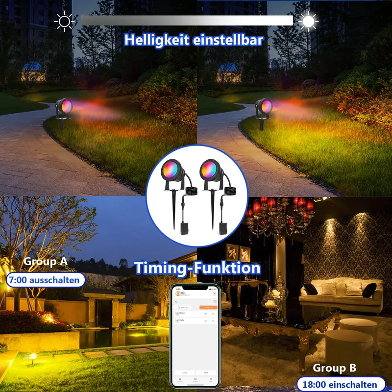 RICHSING LED RGB Tuinverlichting 15W IP67 Smart 2 Stuks Bluetooth β foto 6