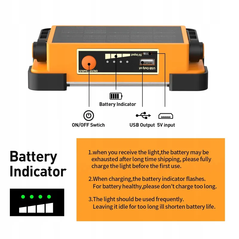 DANCINGBOAR 30W LED Solar Accuschijnwerper 4 Modi PowerBank 5400mAh — foto 4