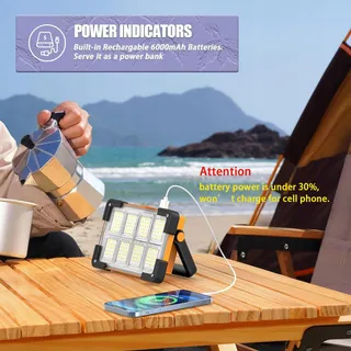 DANCINGBOAR 30W LED Solar Accuschijnwerper 4 Modi PowerBank 5400mAh — miniatuur 7