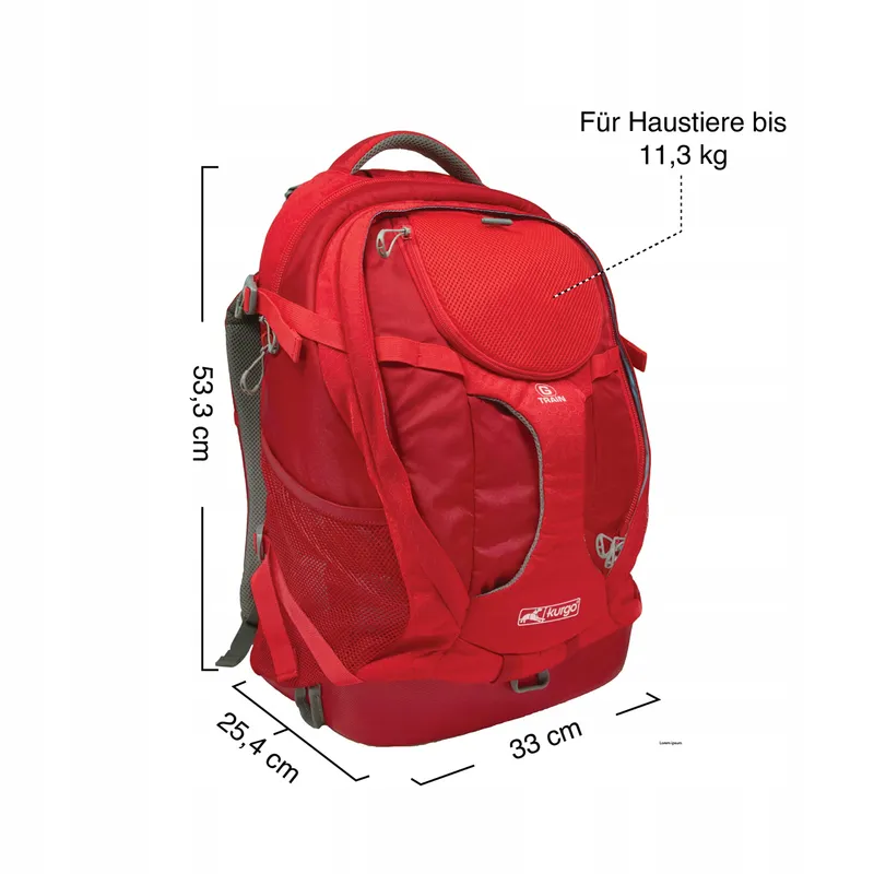 KURGO G-Train Hondenrugzak Waterdicht Flessenvak 11kg Rood — foto 6