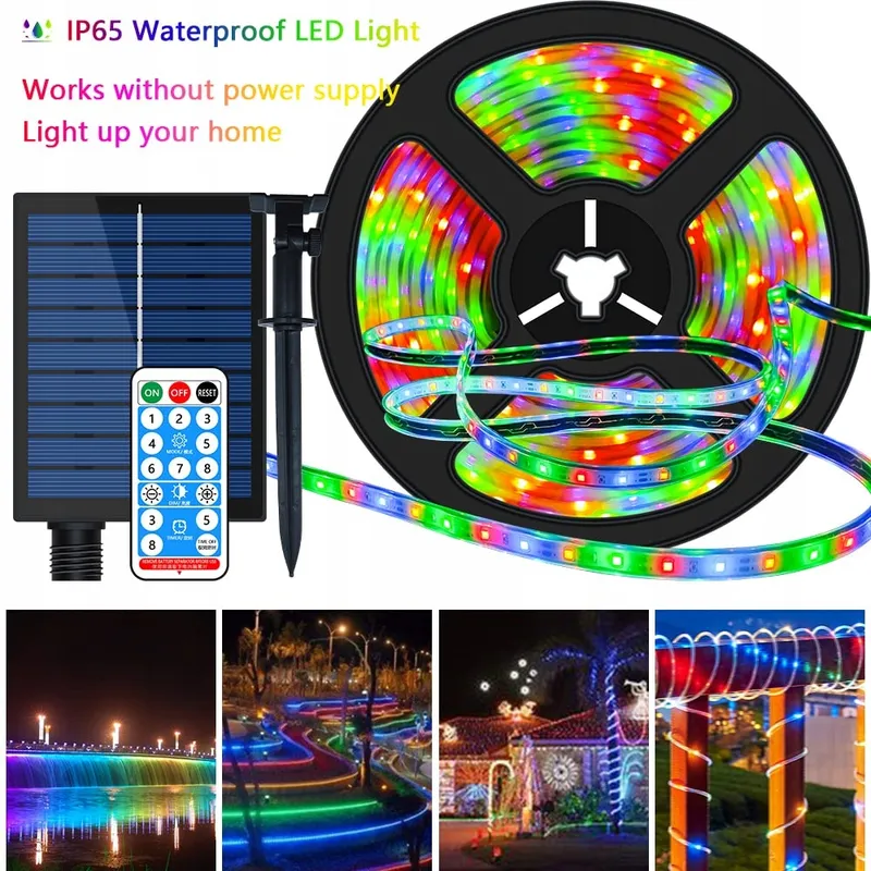 MIWATT Solar LED Strip 10M Multicolor 560 LED RF Afstandsbediening — foto 4