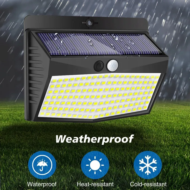 PEASUR LED Solarlamp Buiten Met Bewegingssensor 3 Stuks 138 LED IP65 — foto 4