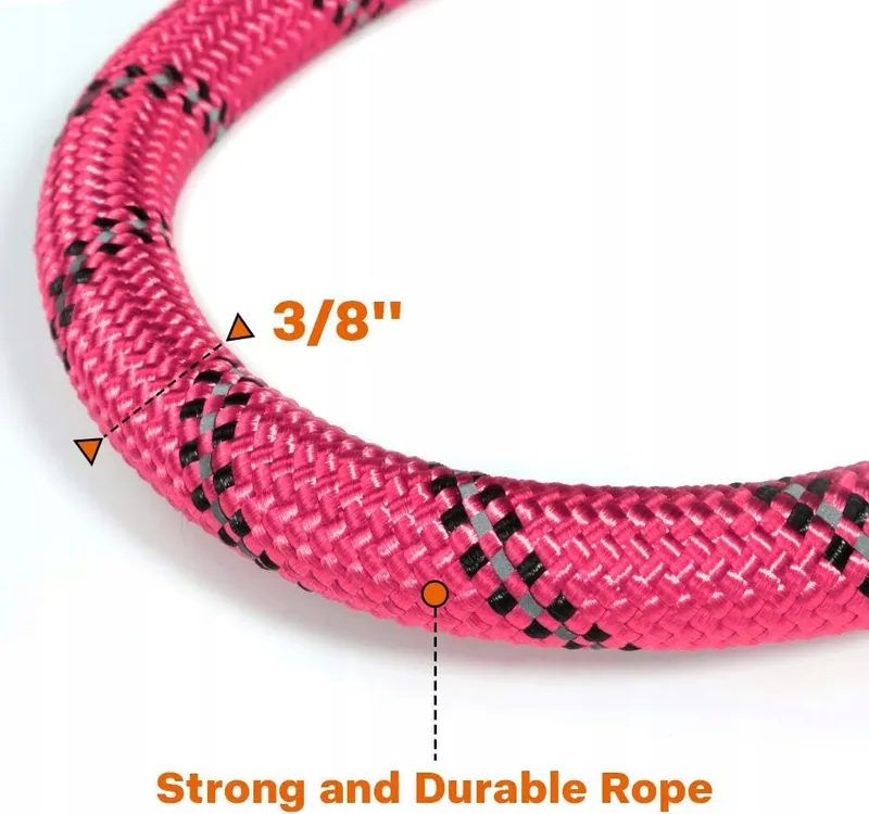 TAGLORY Hondenriem Gevoerde Handgreep Nylon Reflecterend 120x1cm Roze — foto 3