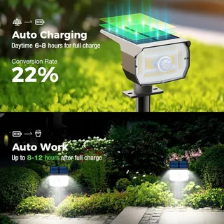 NIPIFY Solar Tuinlampen Bewegingsmelder IP65 8 Stuks — miniatuur 2