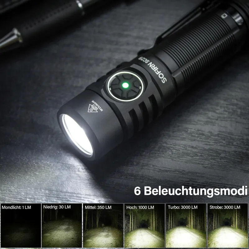 SOFIRN SC29 Zaklamp USB C 3000 Lumen Superhel EDC — foto 7