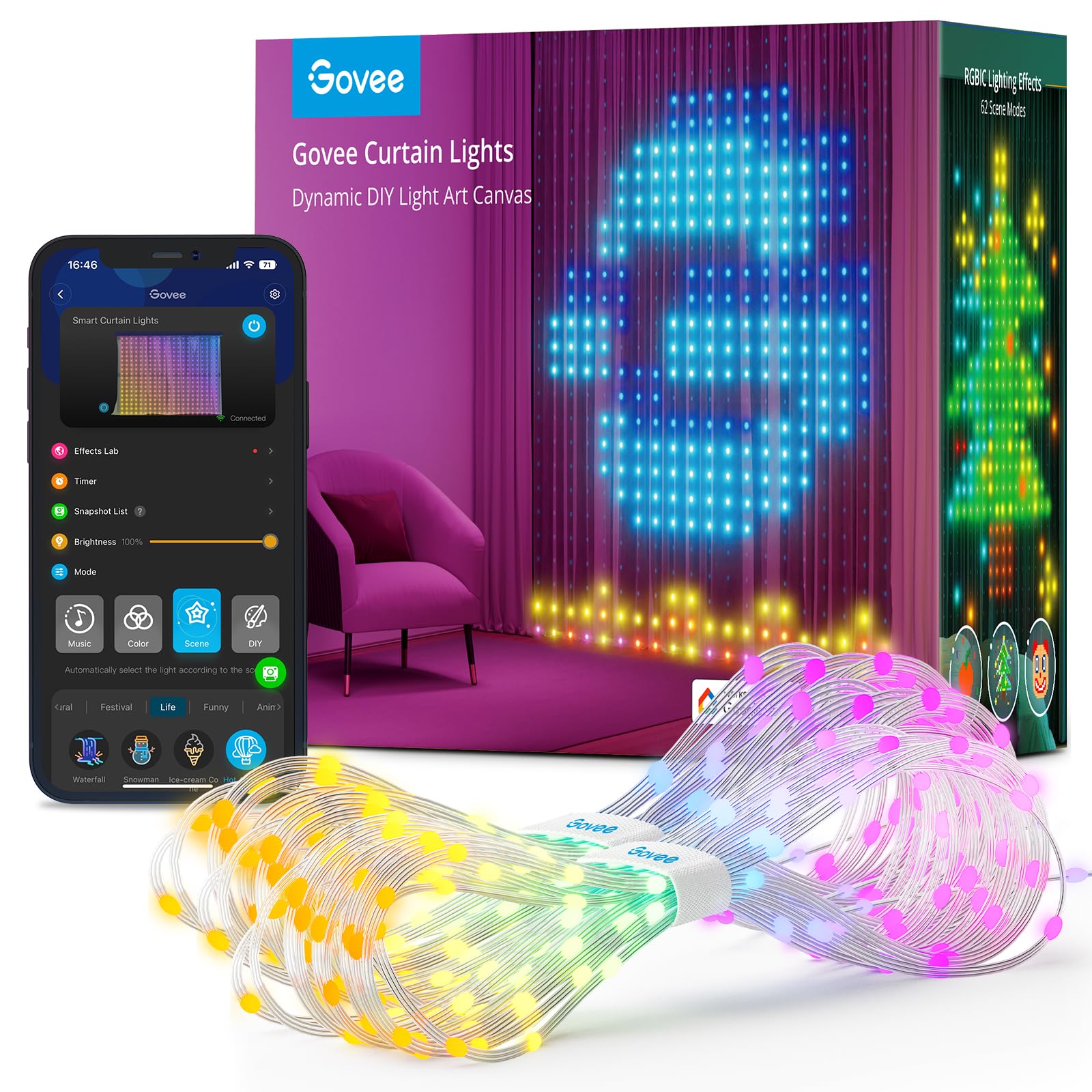 GOVEE Lichtgordijn 520 LED 86 Modi Alexa 1,5x2m