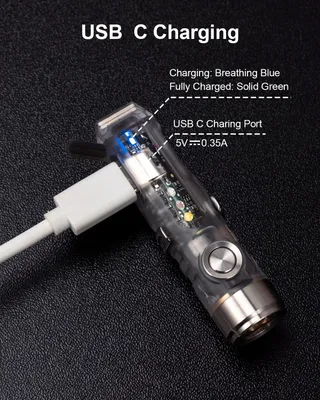 ROVYVON A8 G4 Sleutelhanger Zaklamp USB C 650 Lumen Superhel EDC — miniatuur 3