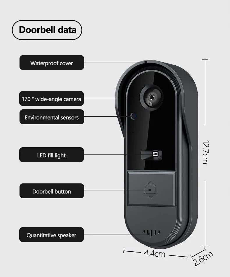 VIVOTECH Draadloze Deurbel met Camera 1080P 4,3 Inch Scherm IPS — foto 8
