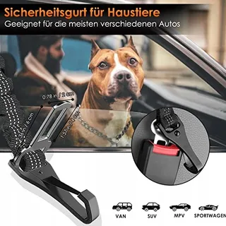 EYEIN Veiligheidsgordel voor Honden 3-in-1 Nylon 90cm Zwart — miniatuur 2