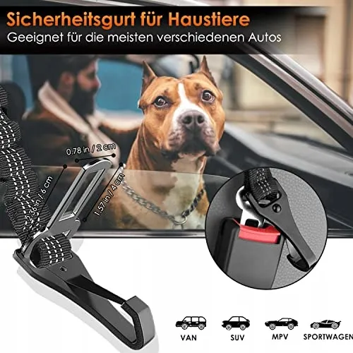 EYEIN Veiligheidsgordel voor Honden 3-in-1 Nylon 90cm Zwart — foto 2