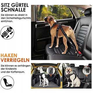 EYEIN Veiligheidsgordel voor Honden 3-in-1 Nylon 90cm Zwart — miniatuur 3