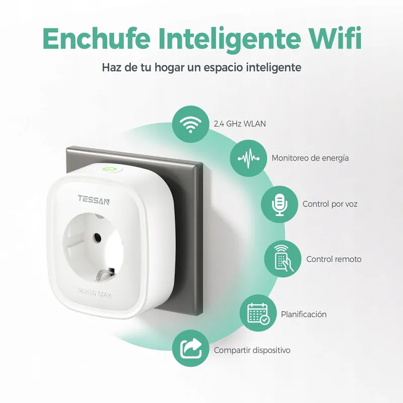 TESSAN Slim WiFi Stopcontact met Stroommeting Alexa Google — foto 2