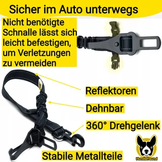 HUNDEFREUND Autogordel Hond Verstelbaar Veilig — miniatuur 3
