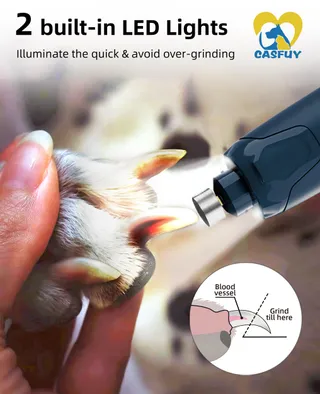CASFUY Nagelslijper Honden Katten 6-Snelheden 2 LED — miniatuur 6