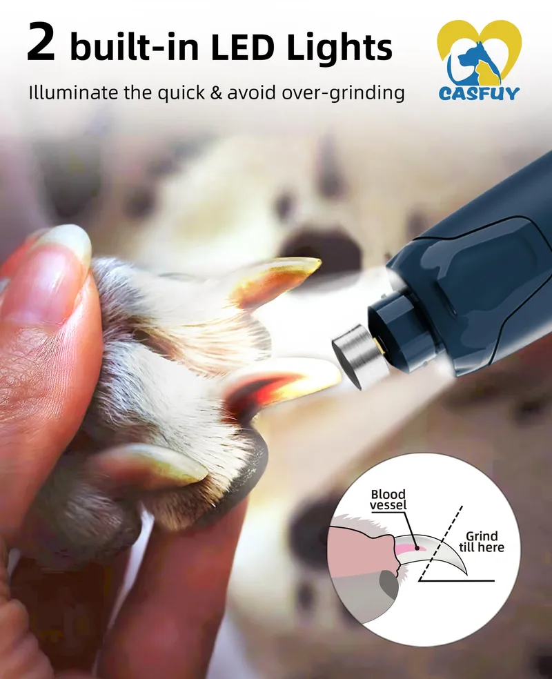 CASFUY Nagelslijper Honden Katten 6-Snelheden 2 LED — foto 6