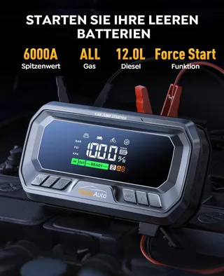 YABERAUTO Starthulp Powerbank 6000A Compressor 160PSI LCD — miniatuur 3