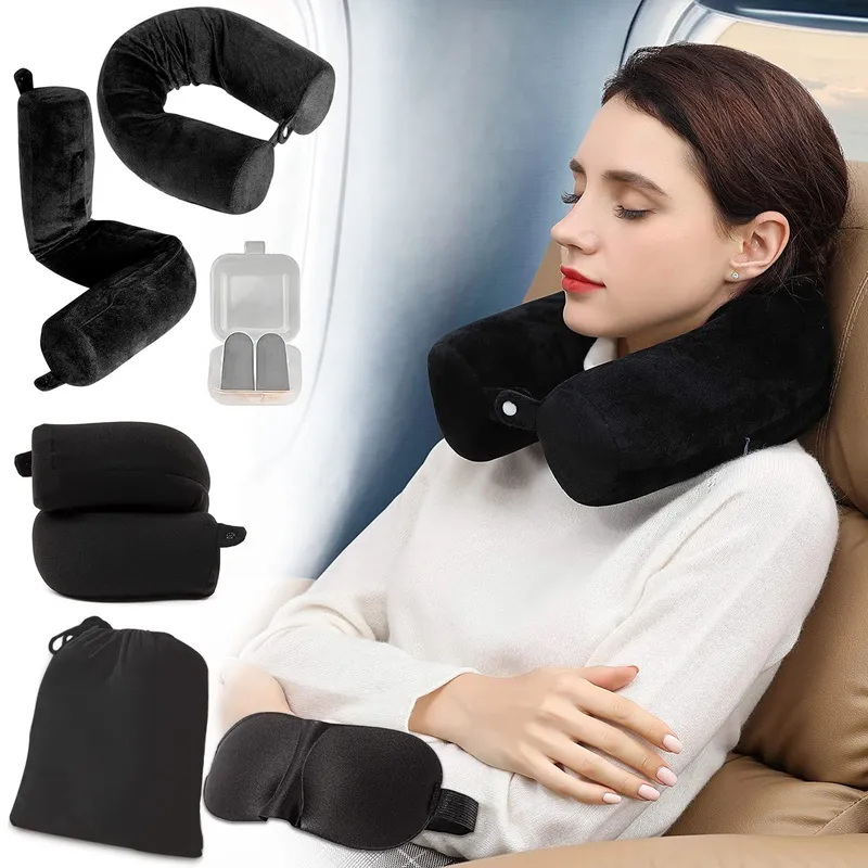 EPROICKS Reiskussen Memory Foam Voor Vliegtuig Kantoor Zwart — foto 1