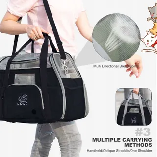 PETCUTE Transportbox Hond Kat Oxford Stof Zwart — miniatuur 3