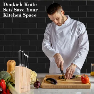 DENKICH Keukenmessenset 6-delig Roestvrij Staal met Blok — miniatuur 7