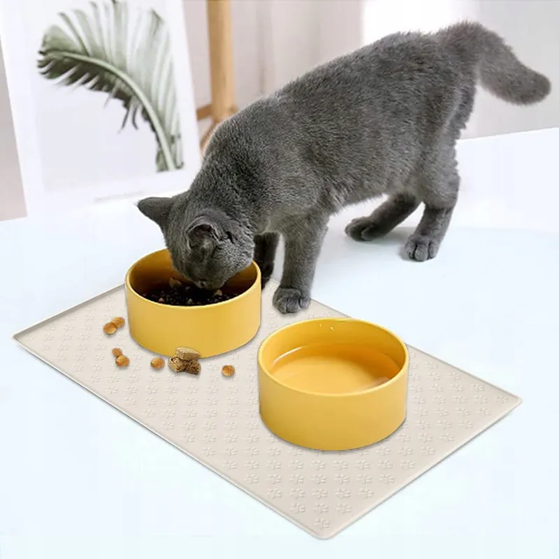 UMTITI Naponderlegger Hond Kat 60x40cm Siliconen Waterdicht Crème — foto 3