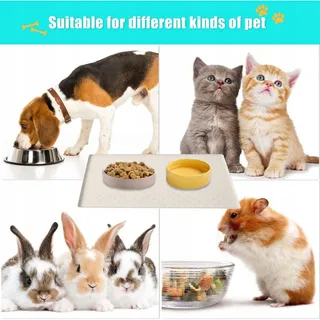 UMTITI Naponderlegger Hond Kat 60x40cm Siliconen Waterdicht Crème — miniatuur 4