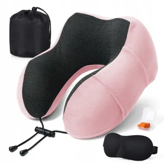 SOMLAW Reiskussen Memory Foam met Oogmasker en Oordopjes