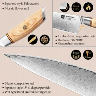 XINZUO Koksmes 21cm 10Cr15CoMoV Japanse Stijl Pakkaholz — miniatuur 4