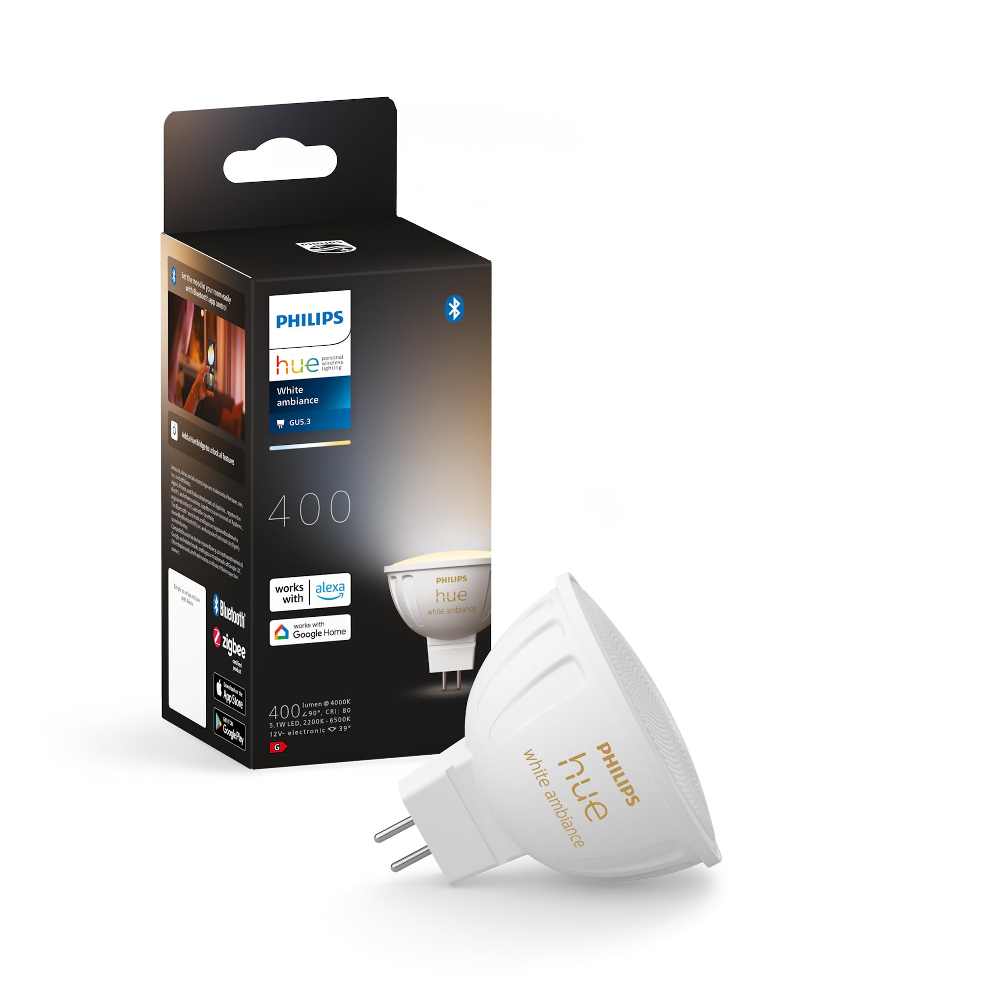 PHILIPS Hue White Ambiance MR16 LED Lamp Dimbaar App