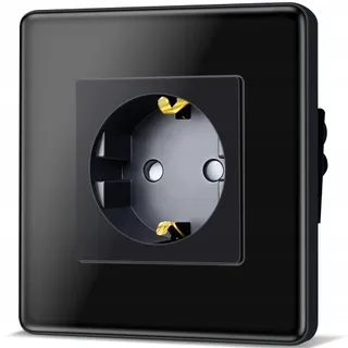 TAWOIA Schuko Stopcontact EU Inbouw Glas Zwart 86x86mm — miniatuur 1