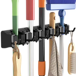 LIFEWIT Bezemhouder Organizer Keuken Garage 5 Sleuven 6 Haken