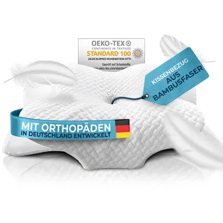 GLUCKSTOFF Kussensloop Orthopedisch Kussen Bamboevezel Spandex Wit