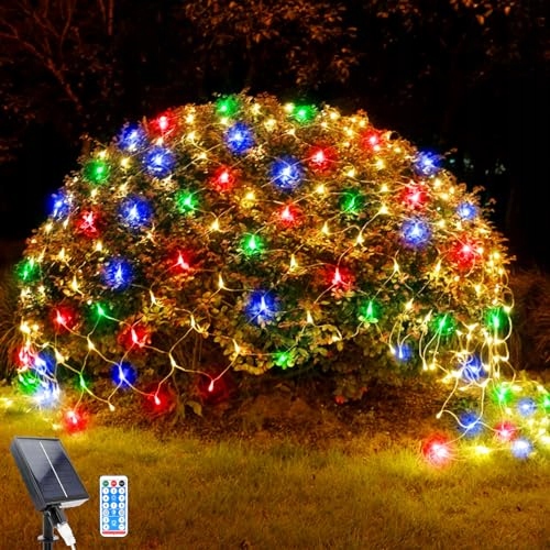 WOSKJXAS Solar LED Netverlichting 192LED 2x3m Waterdicht Kleurrijk