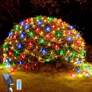 WOSKJXAS Solar LED Netverlichting 192LED 2x3m Waterdicht Kleurrijk