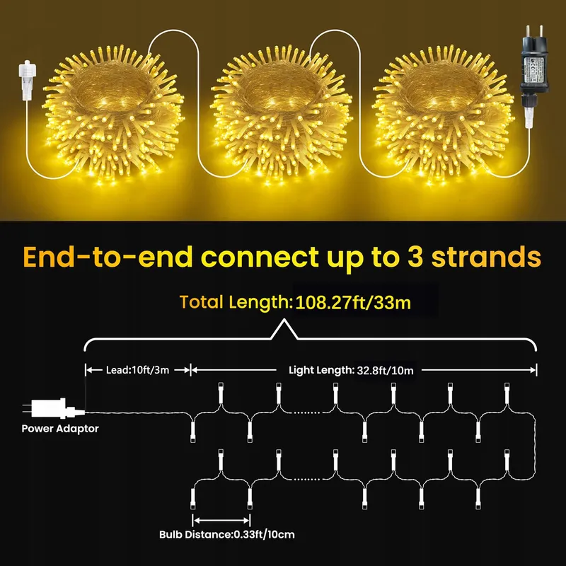 Moxled Kerstverlichting Lichtsnoer 10M 100LED Waterdicht — foto 3