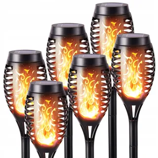 GEEMOO Solar Tuinfakkels 6 Stuks Vlameffect IP65 Waterdicht