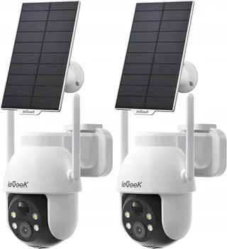 IEGEEK Buitencamera Solar 2K 3MP 360 PTZ PIR Audio