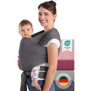 Laleni Ergonomische Katoenen Draagdoek tot 15KG Donkergrijs