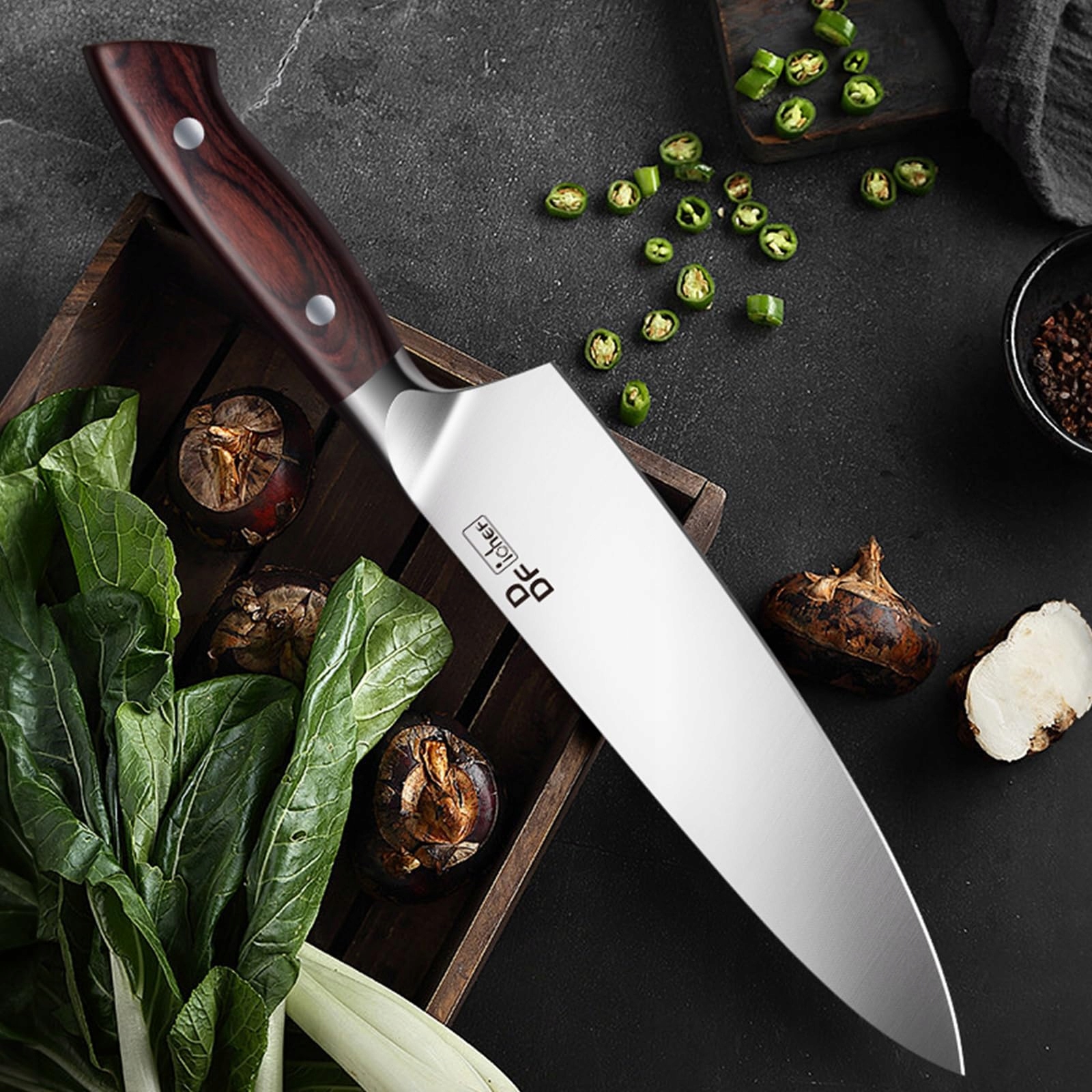 DDF IOHEF Professioneel Keukenmes 8 Inch Japans RVS