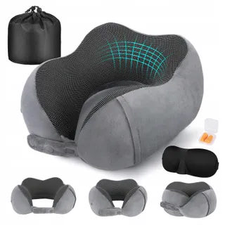 Ciworld Ergonomisch Reiskussen Nek Verstelbaar Zwart 25x25cm