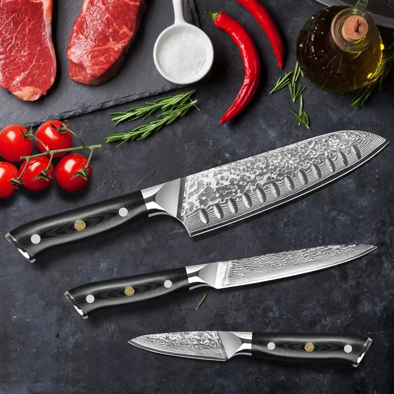 HOME SAFETY Damastmessenset 3-delig 67 Lagen G10 Handvat — foto 8