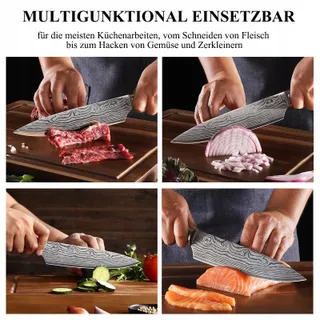 SUNNECKO Koksmes 20cm Roestvrij Staal Houten Handvat — miniatuur 7