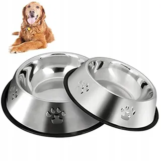 Set 2 Hondenbakken Antislip Middelgrote Honden 22cm 580ml