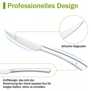 JOYFAIR Steakmessenset 8-delig Rvs 23cm Gepolijst — miniatuur 4