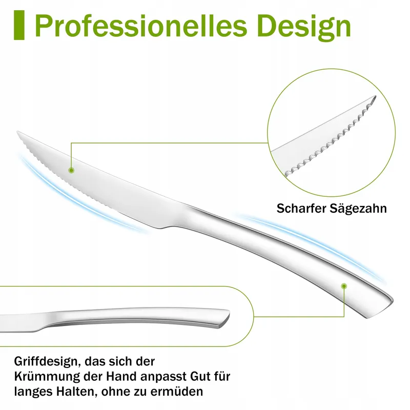 JOYFAIR Steakmessenset 8-delig Rvs 23cm Gepolijst — foto 4