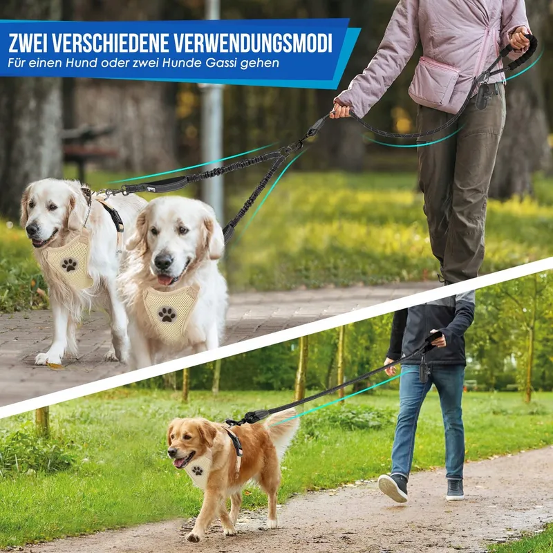 SLOWTON Dubbele Hondenriem 360° Draaibaar Reflecterend 2 Handgrepen — foto 7