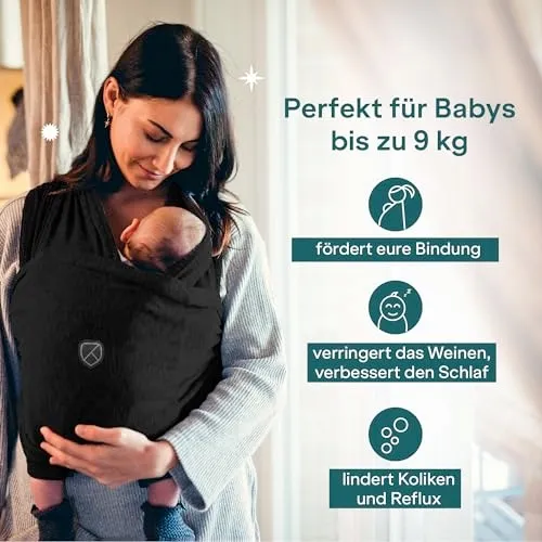 KOALA BABYCARE Draagdoek Baby Zacht tot 9kg Zwart — foto 4