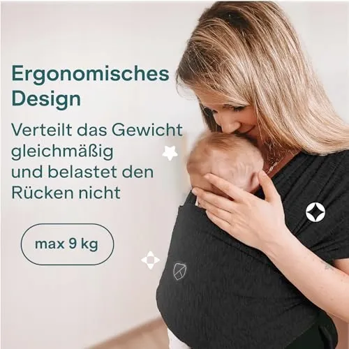 KOALA BABYCARE Draagdoek Baby Zacht tot 9kg Zwart — foto 7