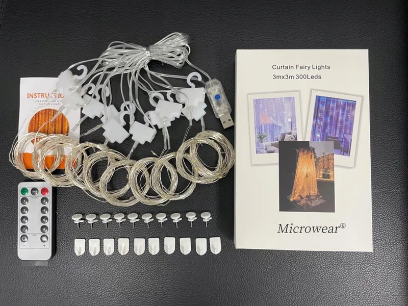 MICROWEAR Lichtgordijn 3mx3m 300 LED USB Waterdicht — foto 6