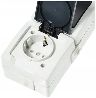 KOPP Nautic Dubbel Stopcontact Klapdeksel IP44 Grijs 16A 250V