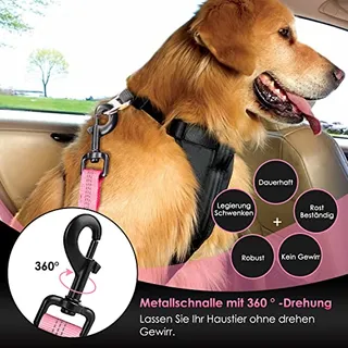 EYEIN Hondenveiligheidsgordel 3-in-1 Elastisch Nylon 90cm Roze — miniatuur 4